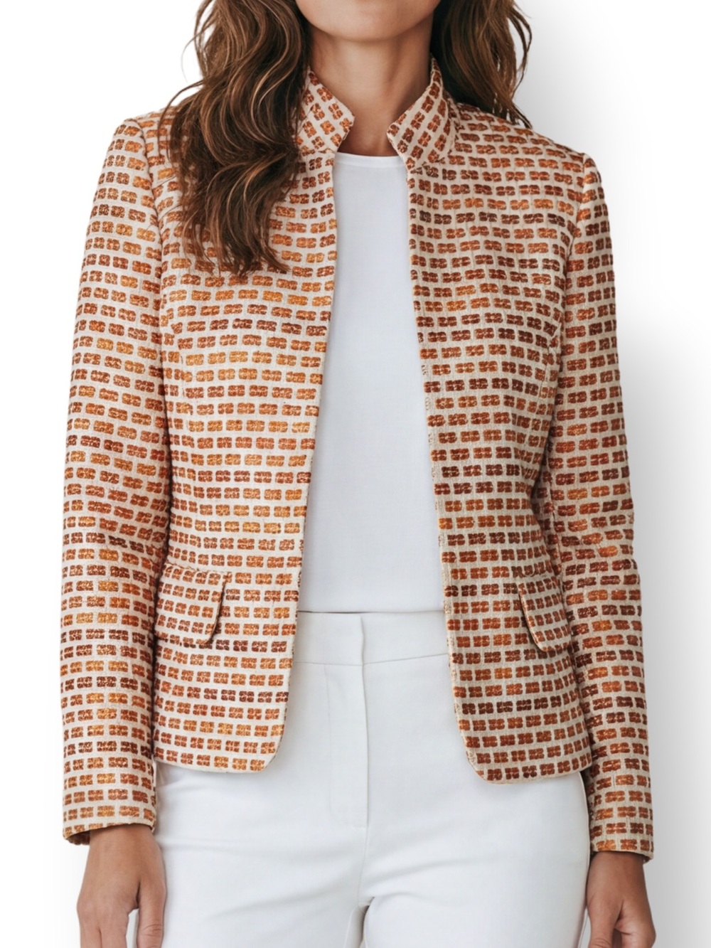 4/$20 Linda Allard Ellen Tracy Petite Textured Stand Collar Blazer Jacket 2P